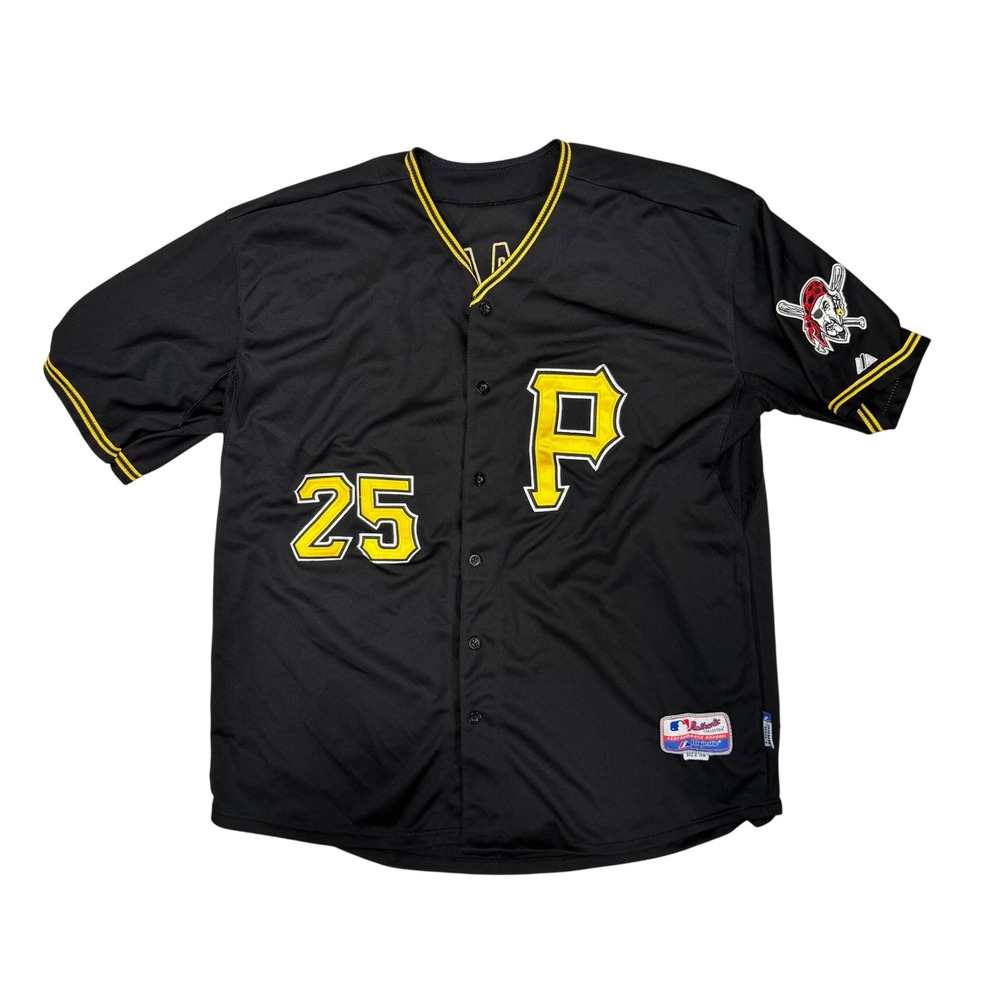 Majestic Pittsburgh Pirates Gregory Polanco 25 Jersey Black Authentic Mens 56